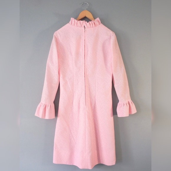 SOLD- Vintage 1960s Pink Paisley Lace Retro Dress - Picture 5 of 7